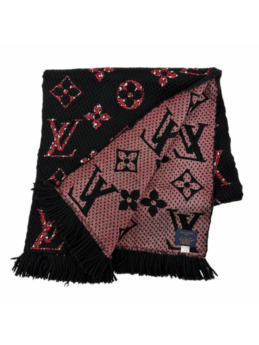 Louis Vuitton Echarpe Giant Monogram Jungle Wool Silk Scarf Black - Picture 2 of 7